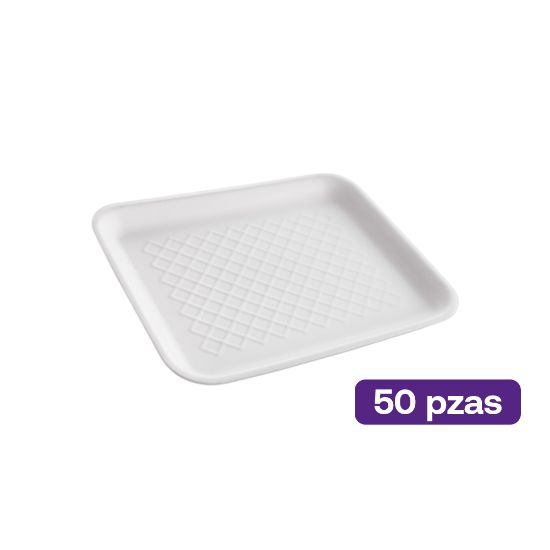 50 Platos Desechables Rectangulares 