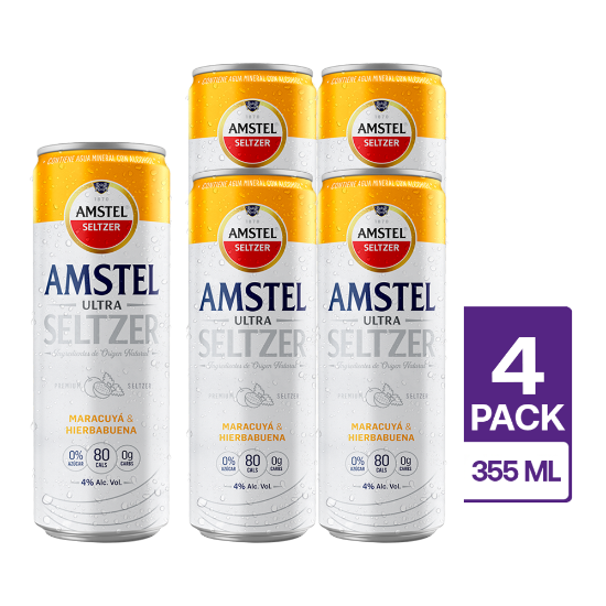 4 Amstel Ultra Seltzer Maracuyá Lata 355 ml